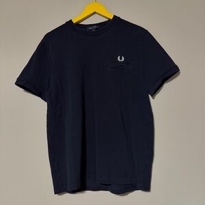 Fred Perry navy blue woven shirt large